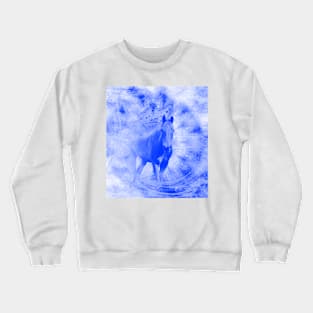 Blue pegasus in mysterious mandala landscape Crewneck Sweatshirt